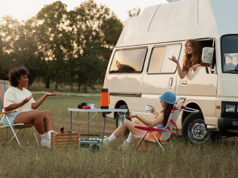groupe d'amis en road trip