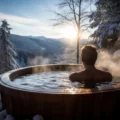 bain nordique à la montagne dans la neige